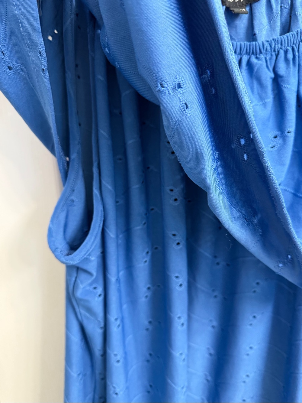 Women's Time Square Bright Blue Off-Shoulder Ruffle Tunic Top XL - Picture 3 of 8
